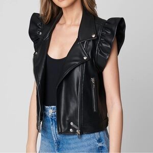 [BLANKNYC] Vegan‎ Leather Moto Vest With Ruffle Sleeve